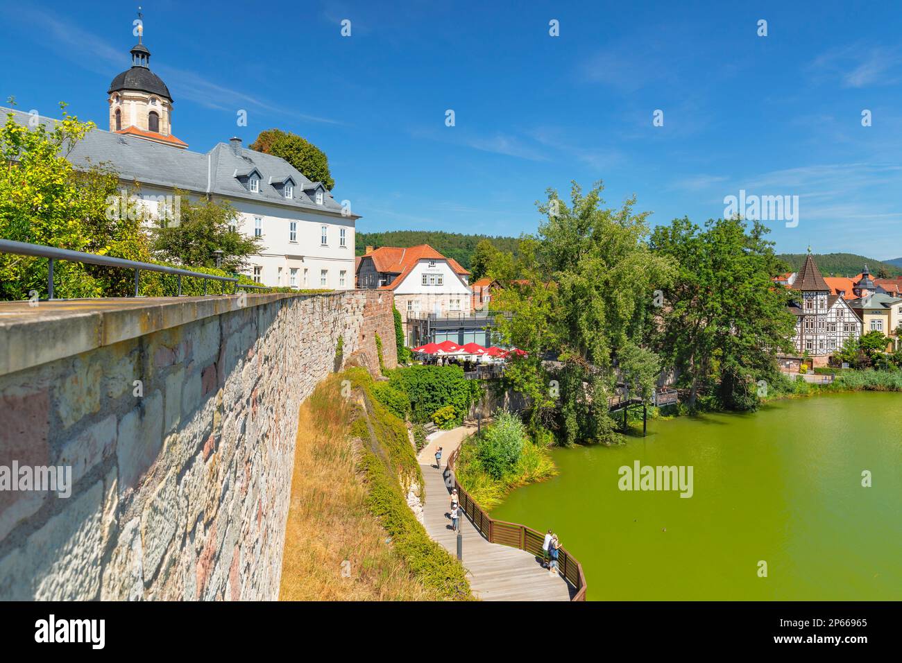 Schnepfenburg Castle at Burgsee lake, Bad Salzungen, Thuringian Forest, Thuringia, Germany, Europe Stock Photo