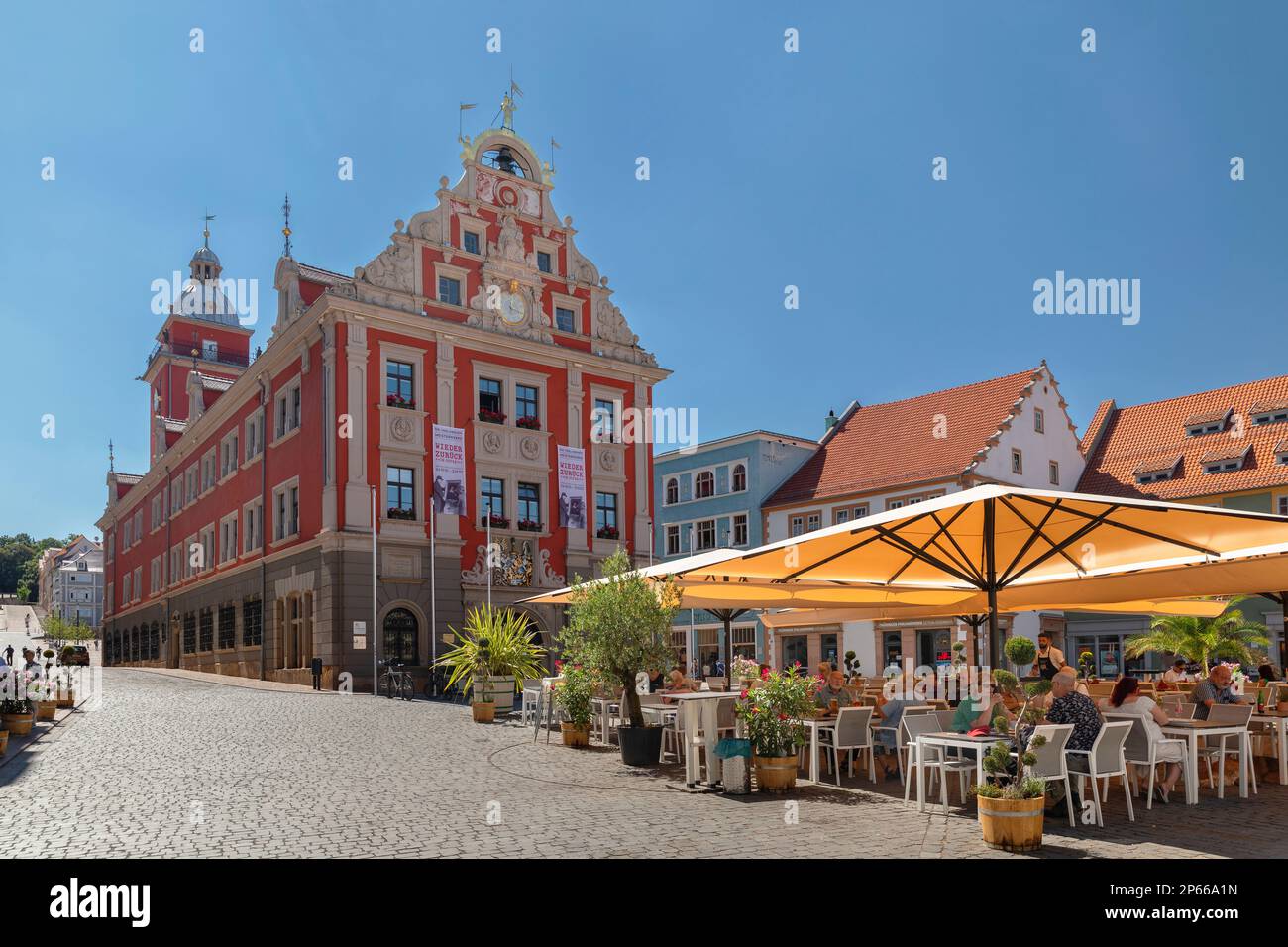 Hauptmarkt market place and town hall, Gotha, Thuringian Basin, Thuringia, Germany, Europe Stock Photo