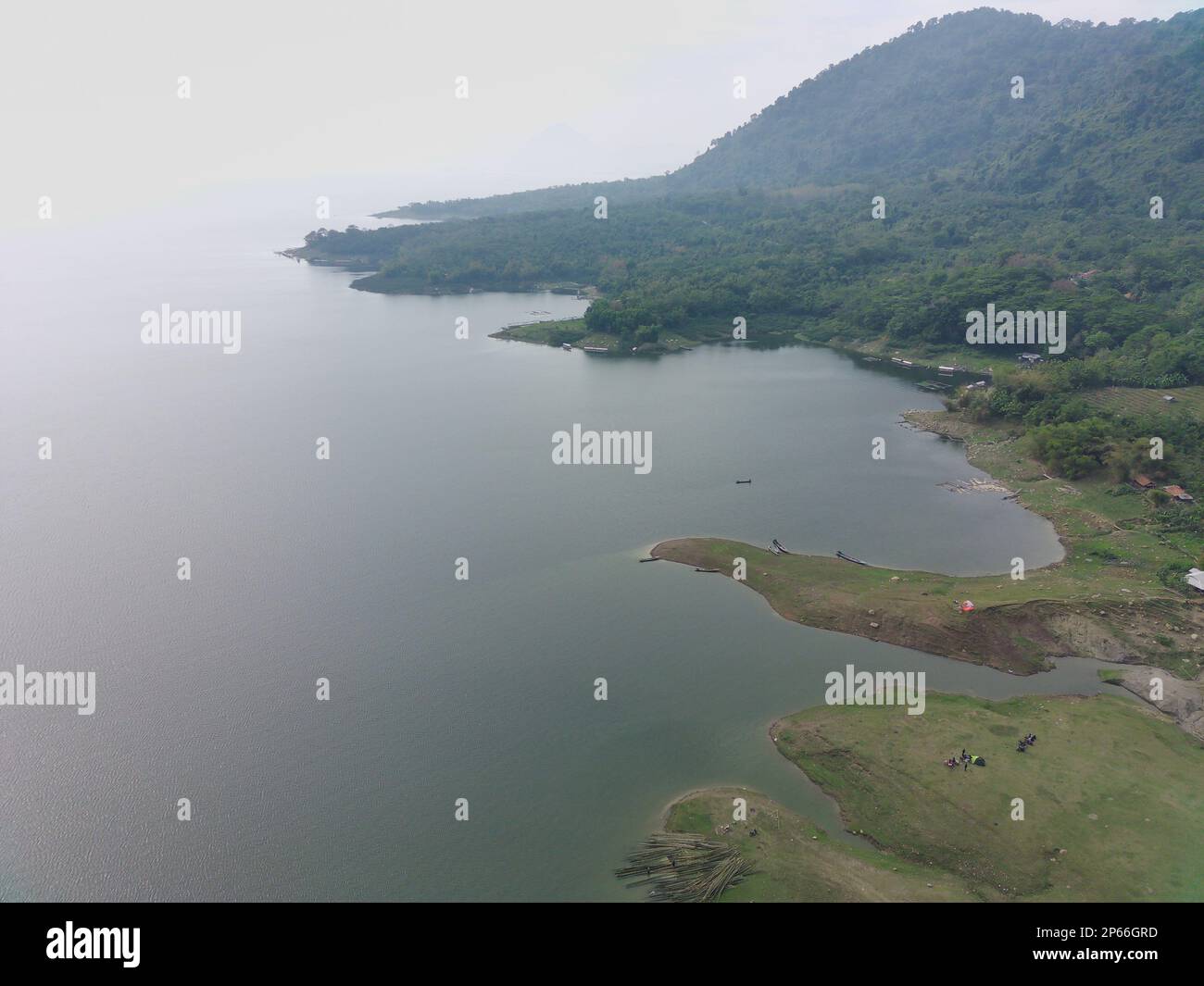 aerial view of Waduk Jatiluhur in the morning. Stock Photo