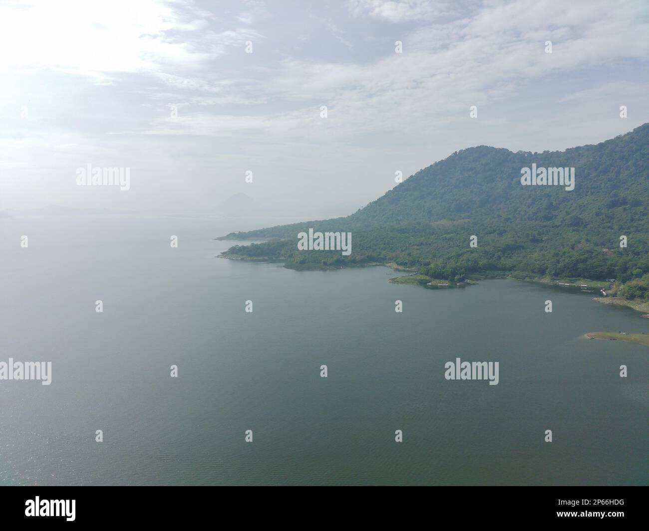 aerial view of Waduk Jatiluhur in the morning. Stock Photo