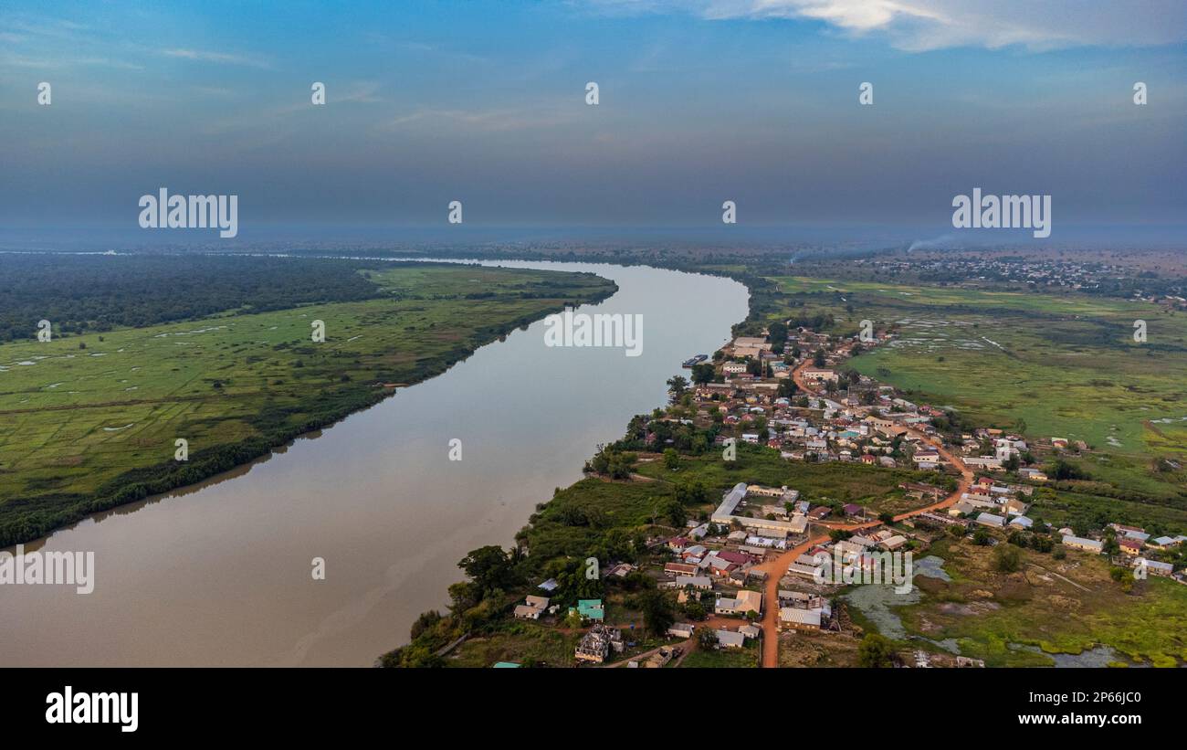 Evening light over River Gambia National Park, Gambia, West Africa, Africa Stock Photo