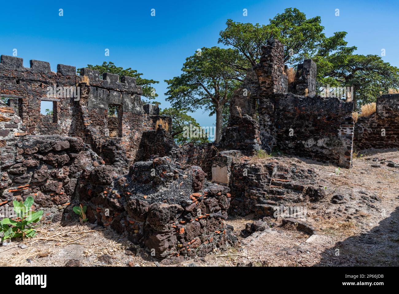 Ruins of Fort James, Kunta Kinteh Island (James Island), UNESCO World Heritage Site, Western slave trade, Gambia, Africa Stock Photo