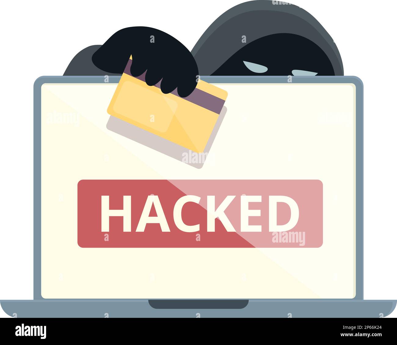 Hacked credit card icon cartoon vector. Internet data. Online scam Stock Vector