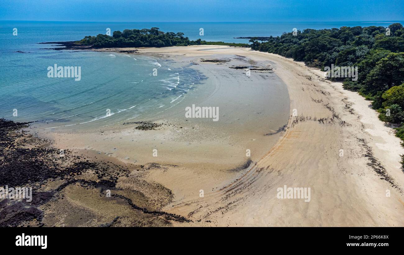 Aerial of Joao Viera island, Marinho Joao Vieira e Poilao National Park, Bijagos archipelago, Guinea Bissau, West Africa, Africa Stock Photo