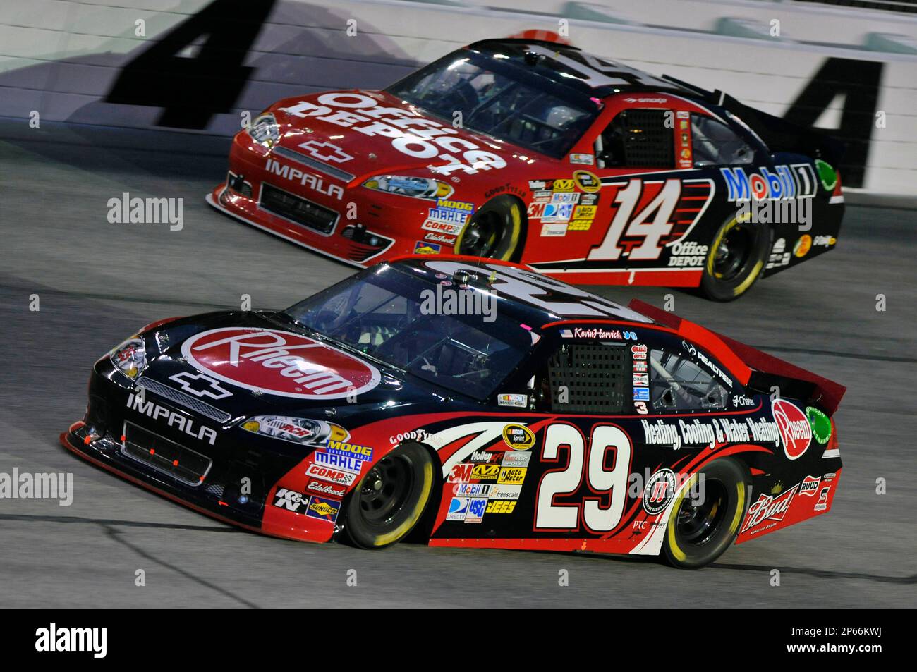 Kevin Harvick (29) and Tony Stewart (14) during the NASCAR