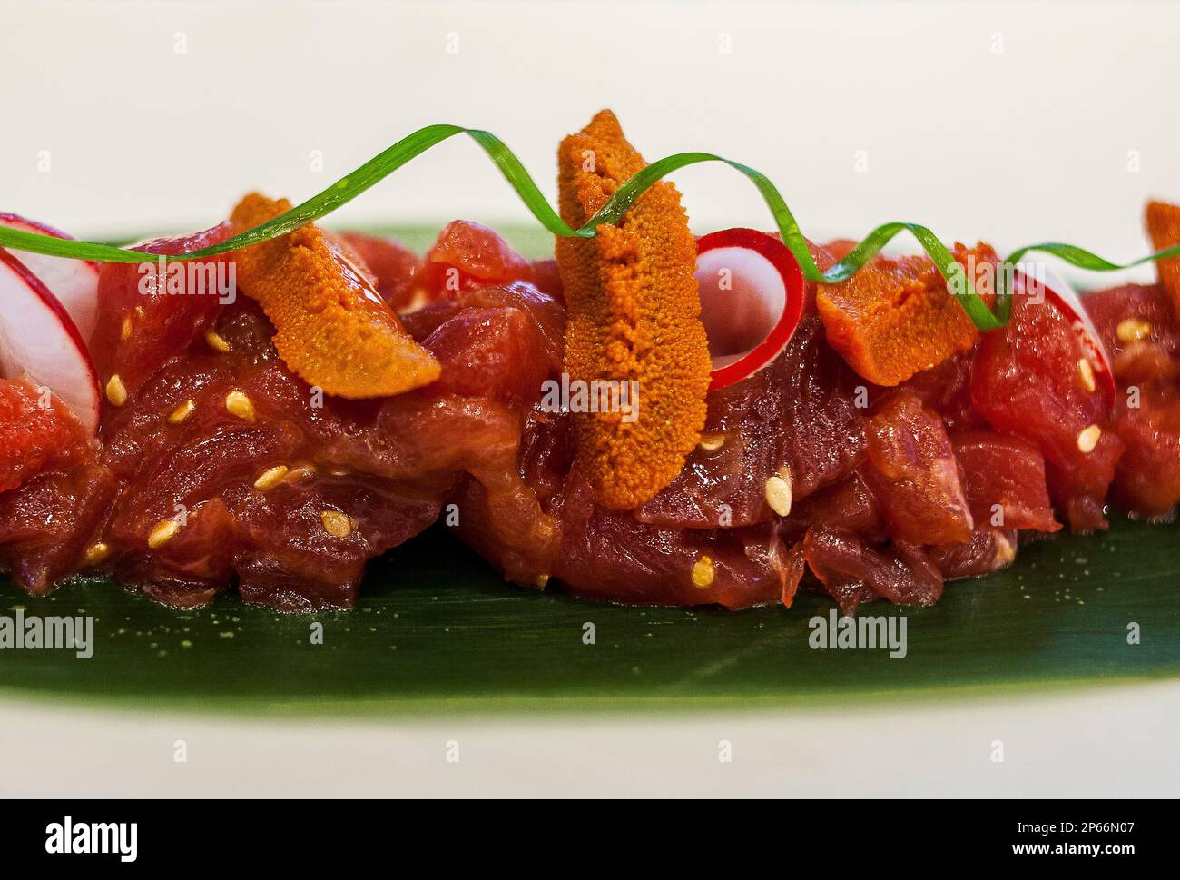 Tapa,tuna,tartar with soya, ginger and wasabi sauce.Tickets Bar,AV del