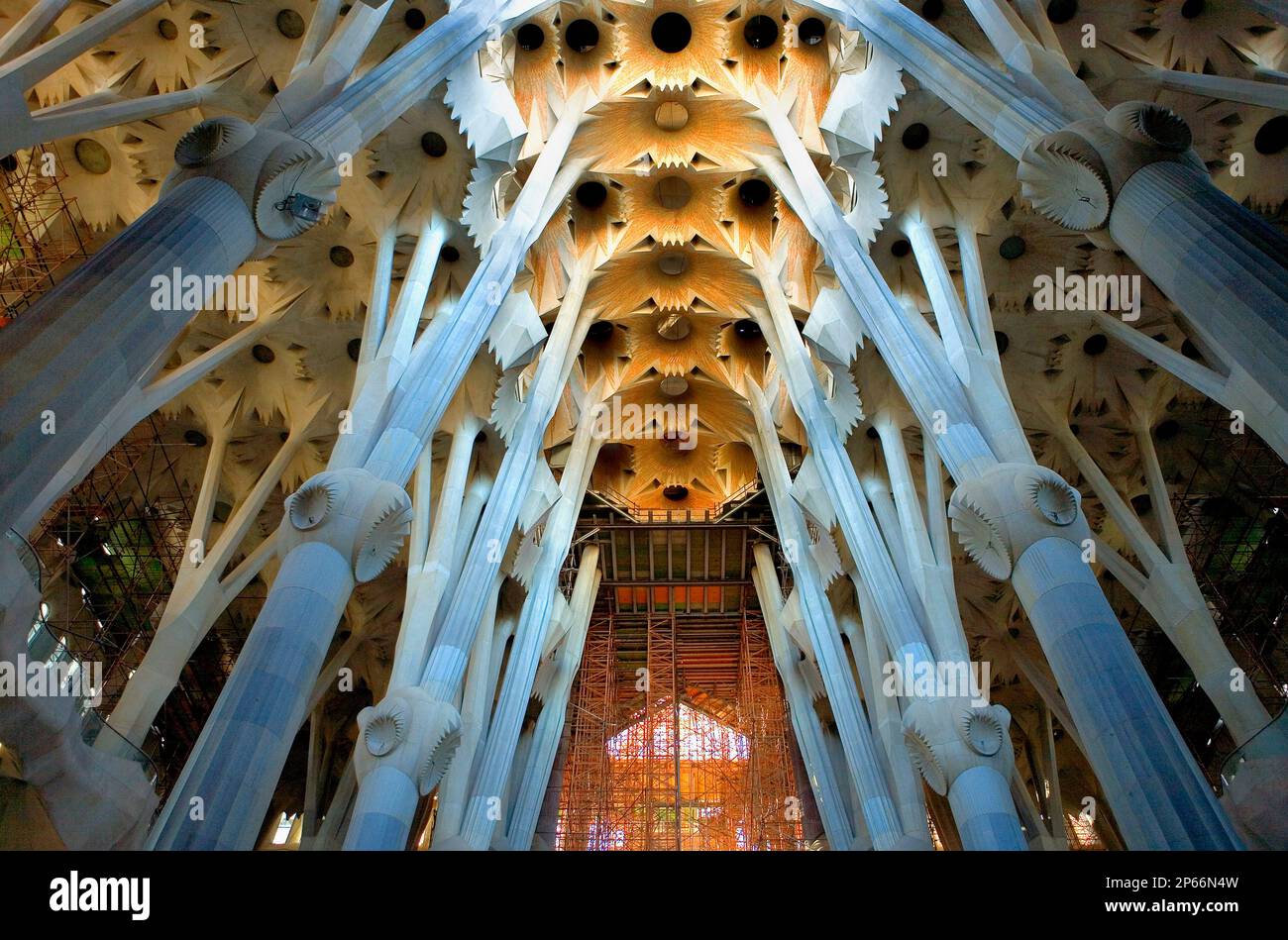 Barcelona La Sagrada Familia. Principal axis of the temple Stock Photo