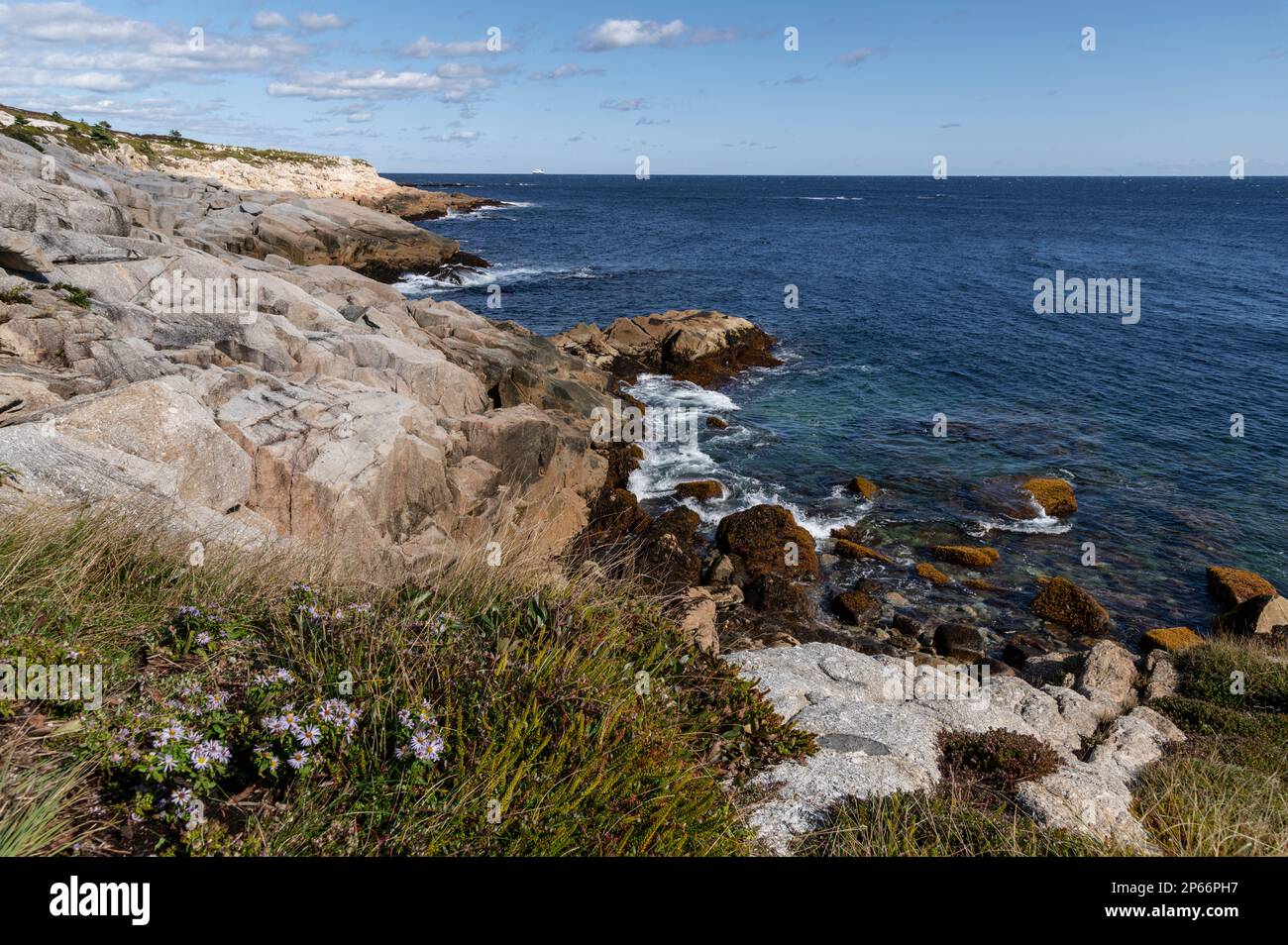 Rocky Shoreline at Duncan's Cove Nature Reserve, Nova Scotia, Canada, North America Stock Photo