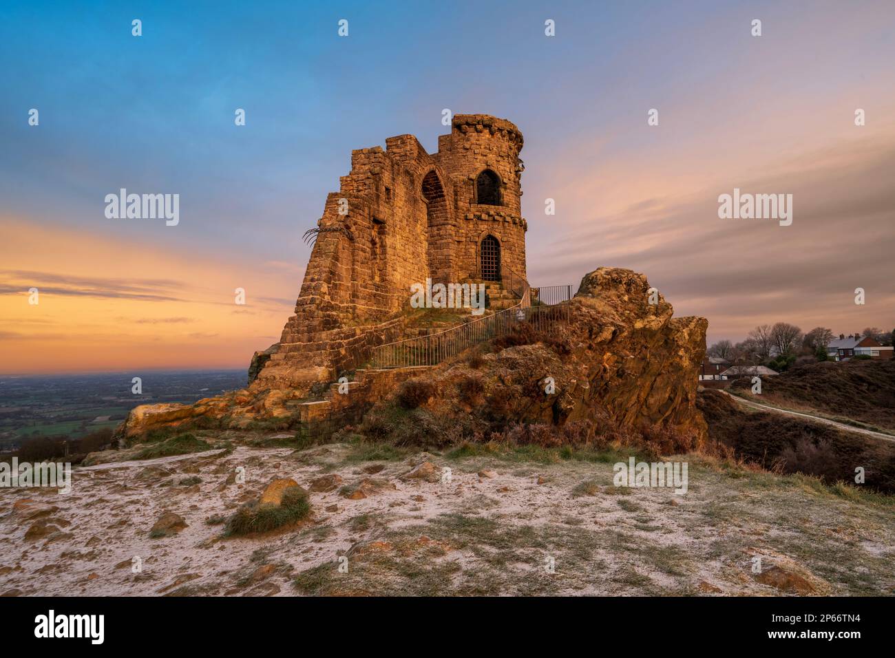 The Folly at Mow Cop on a winter morning, Mow Cop, Cheshire, England, United Kingdom, Europe Stock Photo