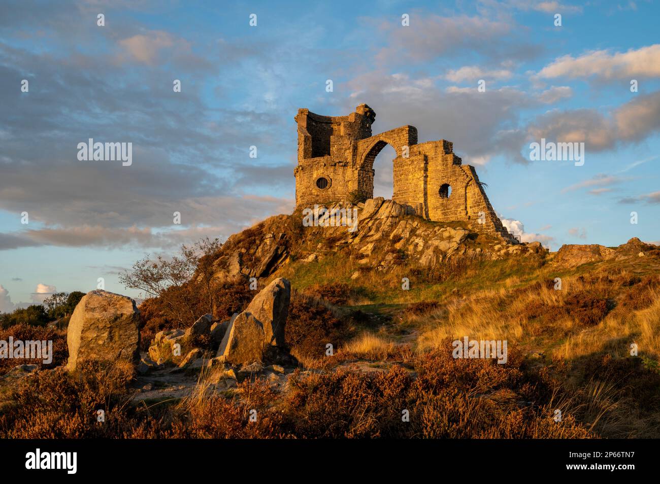 The Mow Cop Folly on the Cheshire and Staffordshire border, Cheshire, England, United Kingdom, Europe Stock Photo
