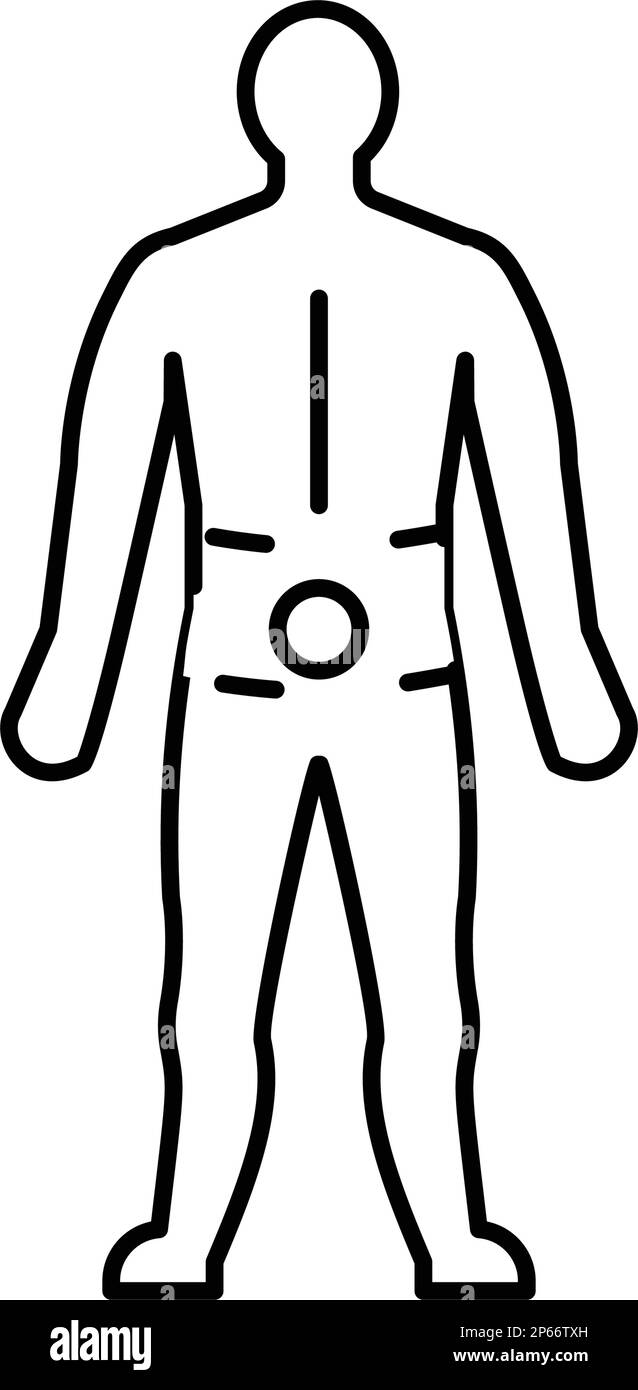 lower back pain body ache line icon vector illustration Stock Vector