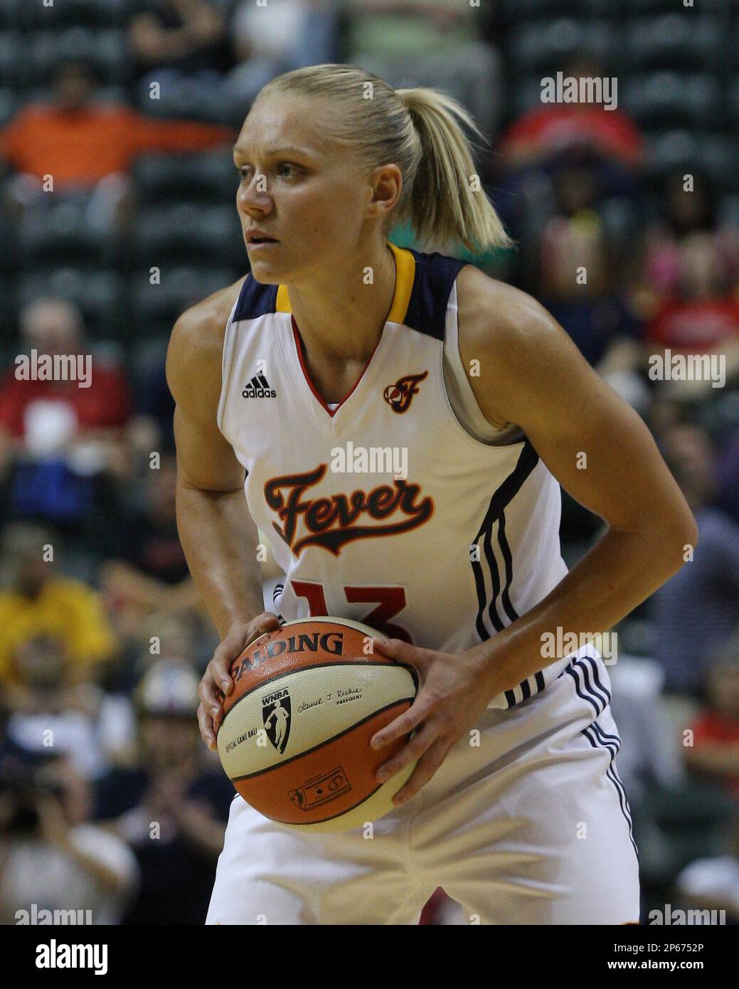 August 28 2012: Indiana Fever guard Erin Phillips (13) sets up the offense during a game between the Washington Mystics and the Indiana Fever at Bankers Life Fieldhouse in Indianapolis, Indiana. (Cal Sport Media via AP Images) Stock Photo