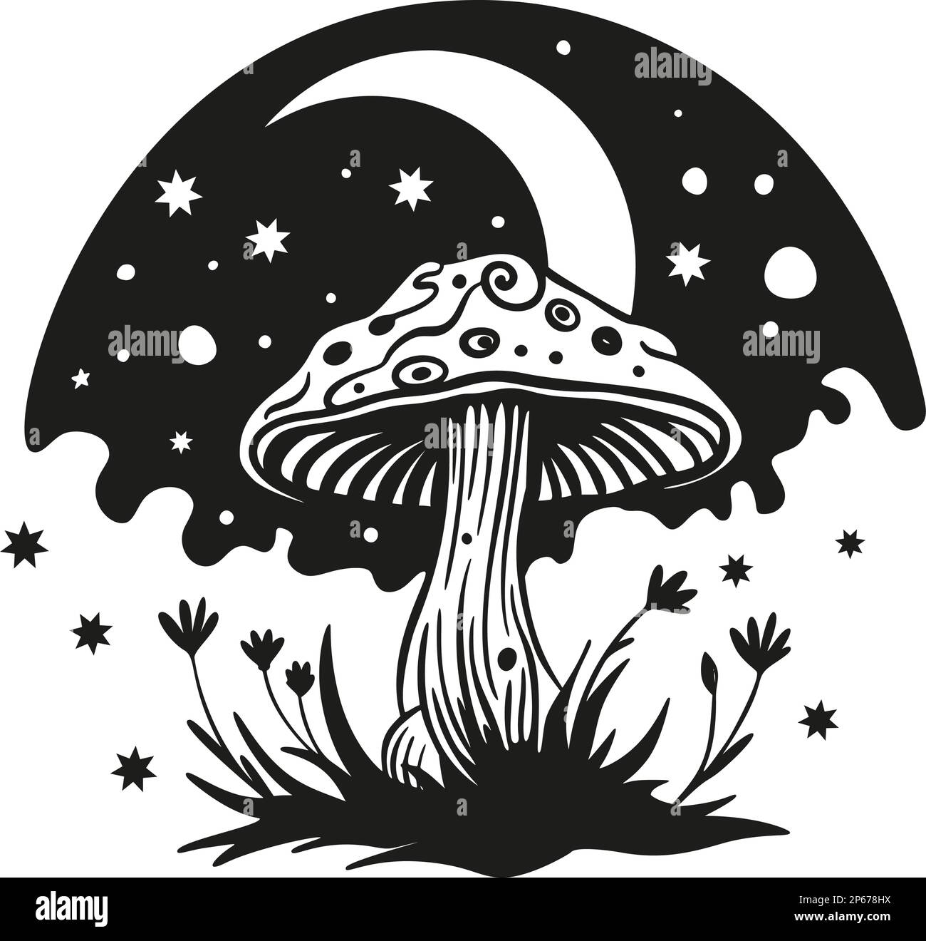 Trippy Mushroom Outline