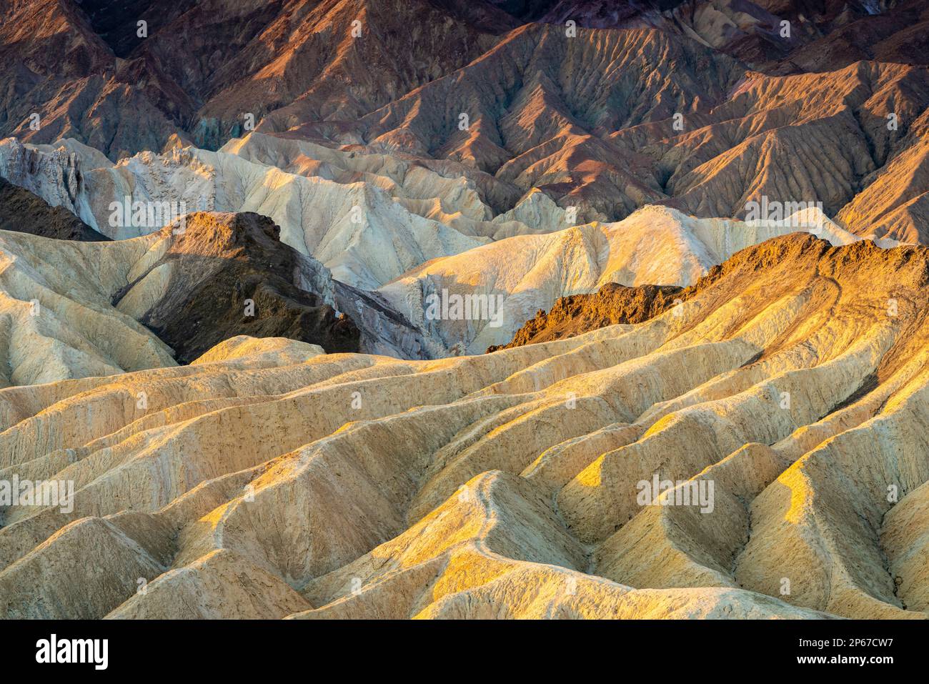 Full frame abstract shot of natural rock formations at Zabriskie Point at  sunrise, Death Valley National Park, California, United States of America  Stock Photo - Alamy