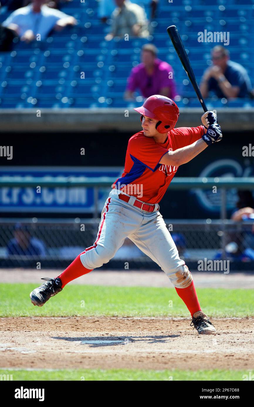 Joe Dudek #6 of Christian Brothers Academy in Lincroft, New Jersey playing  for the Philadelphia Phillies scout team during the East Coast Pro Showcase  at Alliance Bank Stadium on August 2, 2012