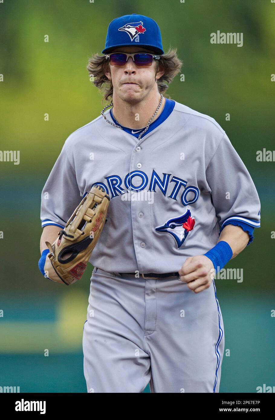 Toronto Blue Jays' Kevin Kiermaier during a baseball game in Kansas City,  Mo., Thursday, April 6, 2023. (AP Photo/Colin E. Braley Stock Photo - Alamy