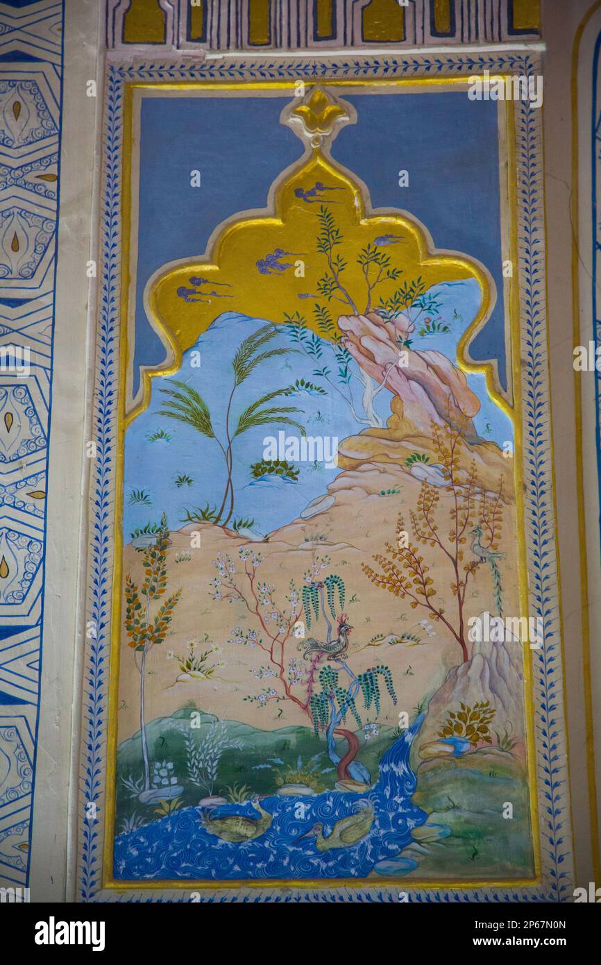 Interior Art, Shirin Beka Oka Mausoleum, Shah-I-Zinda, Samarkand, Uzbekistan Stock Photo