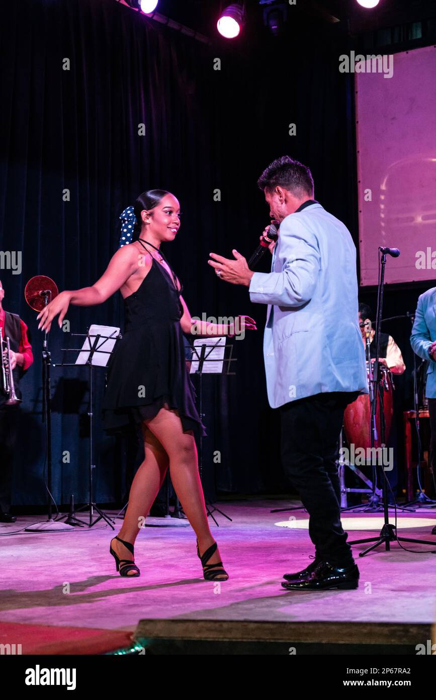 Dancer and singer at latest incarnation of Buena Vista Social Club, Havana, Cuba, West Indies, Caribbean, Central America Stock Photo