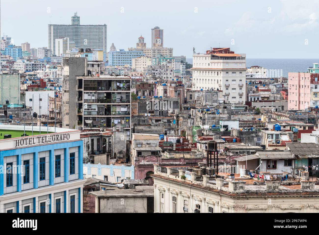 Aerial view of the dividing streets between Modern and Old Havana, Cuba ...