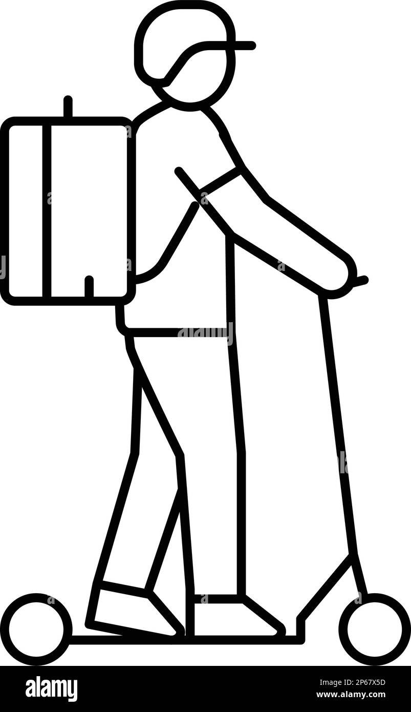 scooter courier line icon vector illustration Stock Vector Image & Art ...
