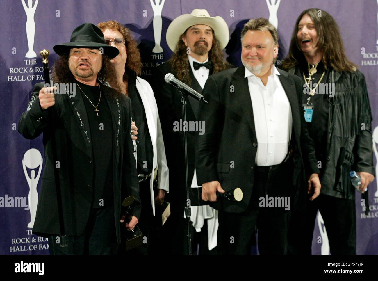 FILE - The band Lynyrd Skynyrd, from left, Gary Rossington, Billy ...