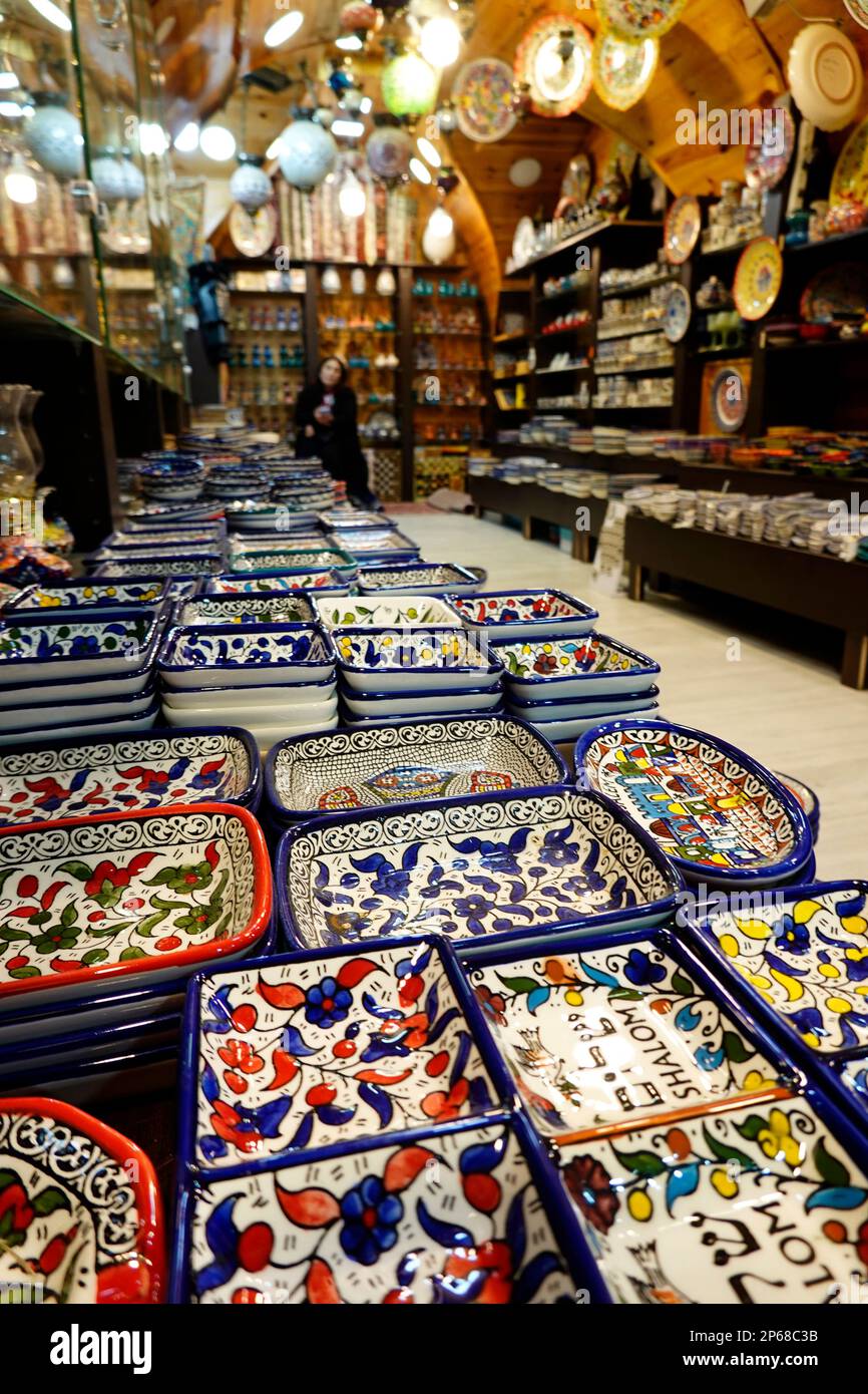 Ceramics on sale in the Old City of Jerusalem, Israel, Middle East