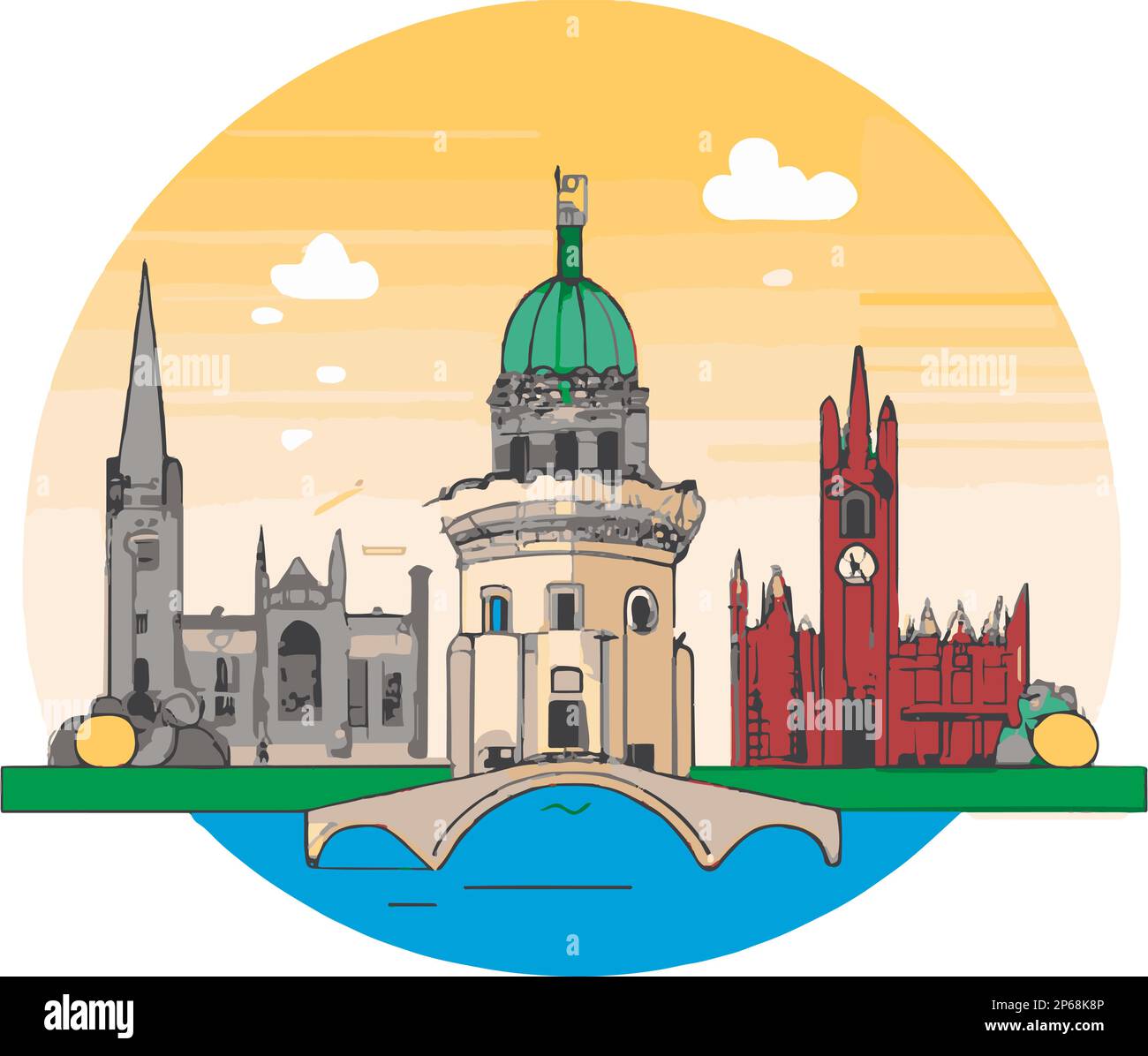 Dublin, Ireland Art. Handmade vector art illustration Stock Vector