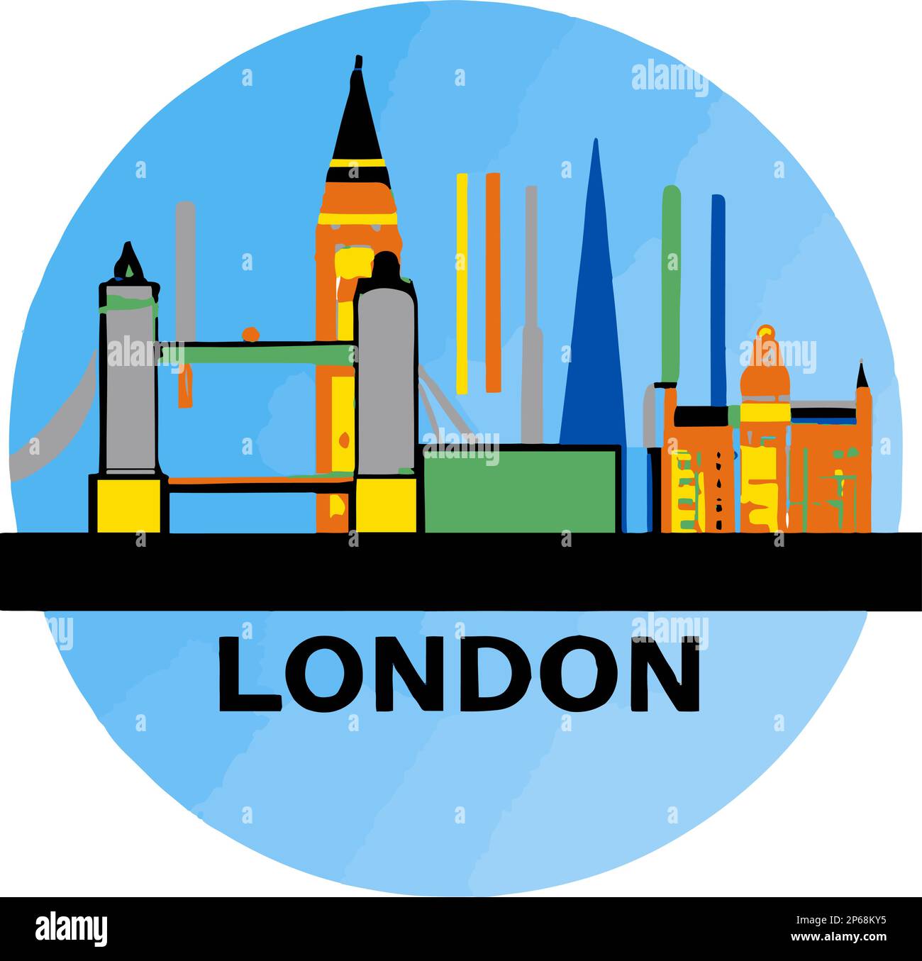 London, Uk Skyline. Handmade vector art illustration. Stock Vector