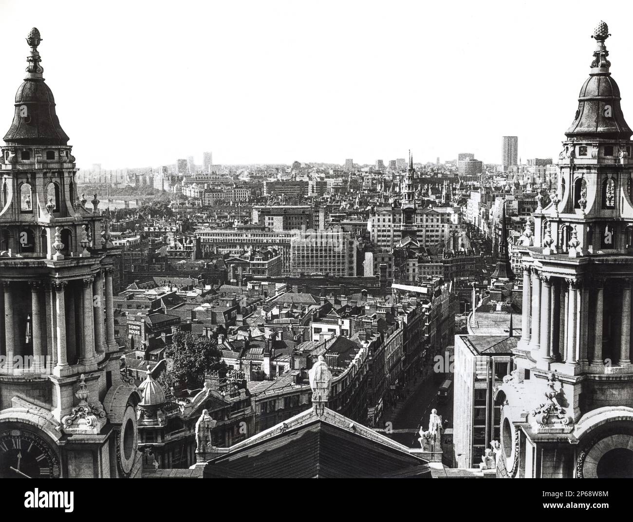 A view of Ludgate Hill in the City of London from the top of St Pauls Cathedral taken in 1970, London, England UK Stock Photo