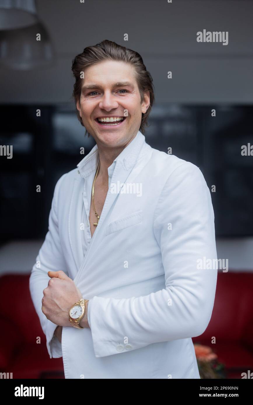 Sankt Augustin, Germany. 07th Mar, 2023. Jeremy Fragrance, entrepreneur, web video producer and influencer, stands in his office. Credit: Rolf Vennenbernd/dpa/Alamy Live News Stock Photo