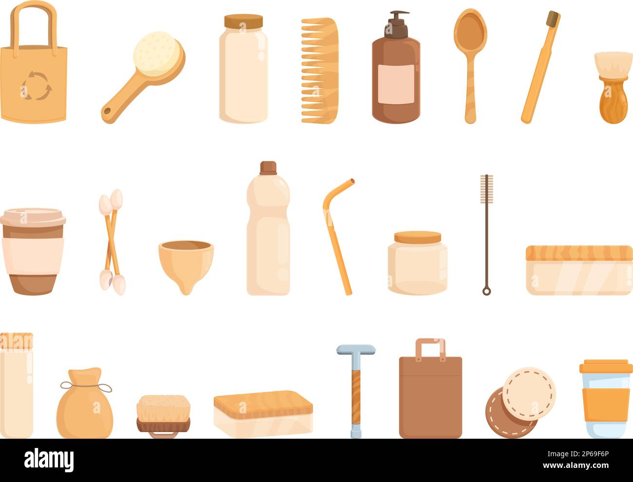 Products that can be reused icons set cartoon vector. Food bin. Trash