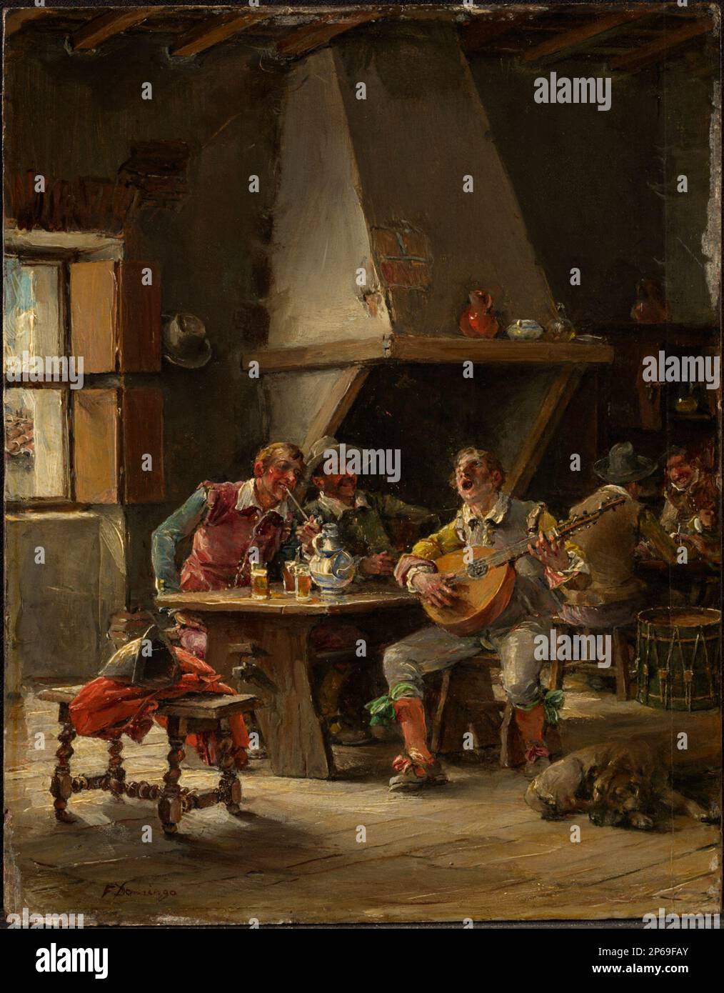 Francisco Domingo Marqués, Drinking Song, c. 1890, oil on panel. Stock Photo