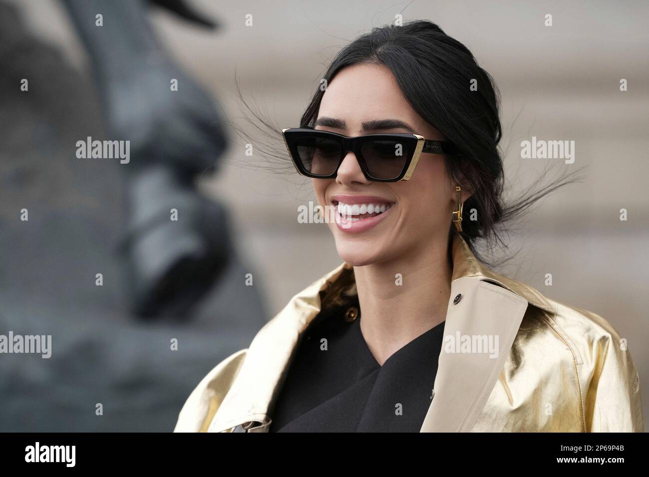 Bruna Biancardi arrives for the Louis Vuitton Fall/Winter 2023-2024