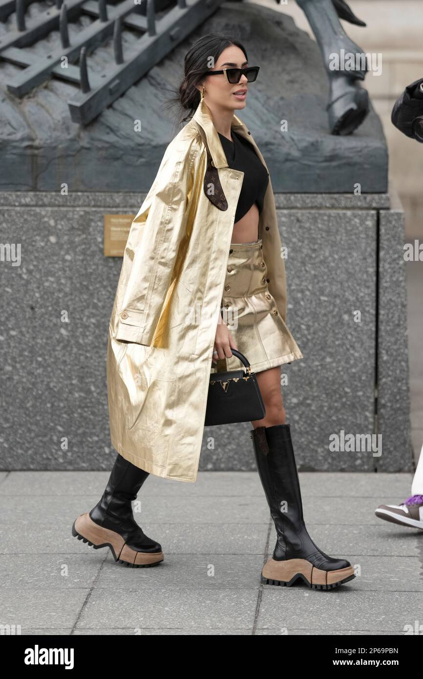 Bruna Biancardi arrives for the Louis Vuitton Fall/Winter 2023-2024