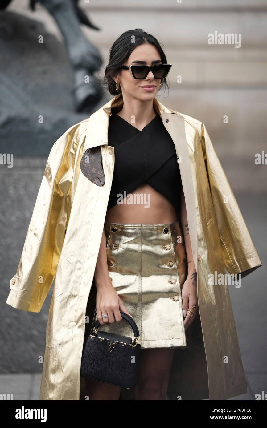Bruna Biancardi arrives for the Louis Vuitton Fall/Winter 2023-2024