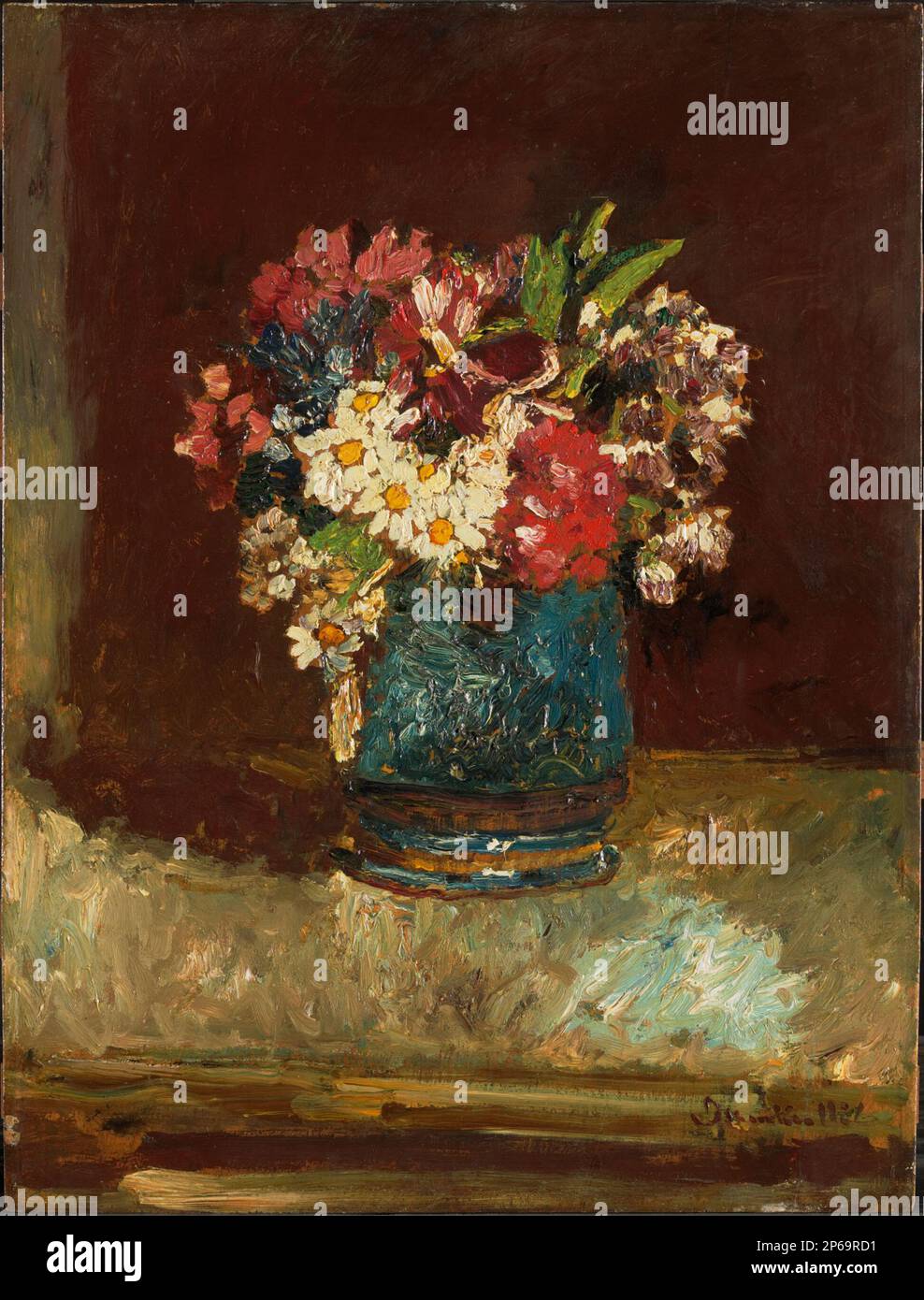 Adolphe-Joseph-Thomas Monticelli, Flowers in a Blue Vase, c