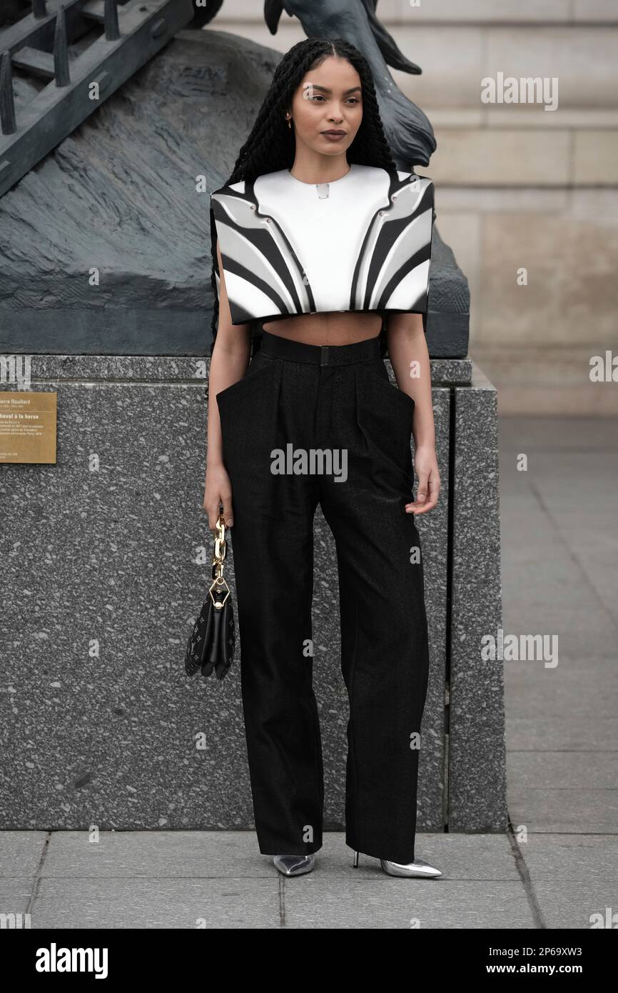 Sharon Alexie departs the Louis Vuitton Fall/Winter 2023-2024 ready-to