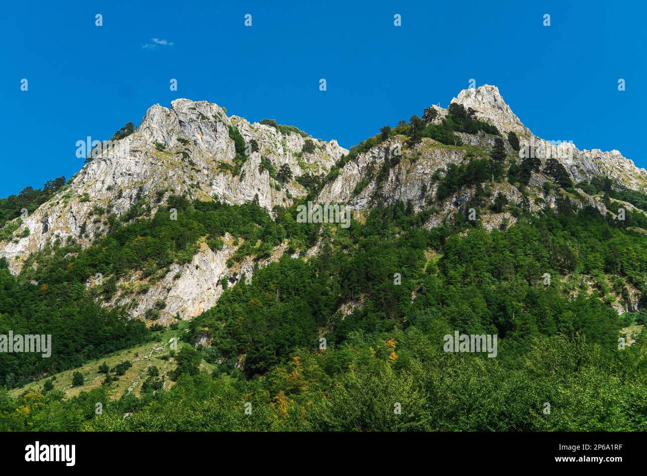 Montenegro. Prokletiye National Park. Summer. Mountain range. Green mountain peaks Stock Photo