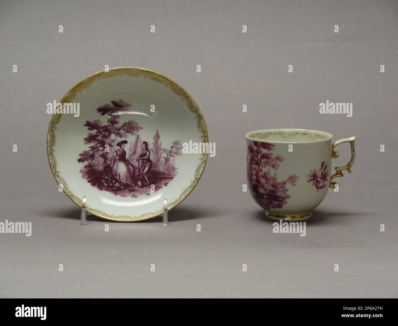 Meissen Porcelain Manufactory, Cup and Saucer, 1746, hard-paste porcelain. Stock Photo