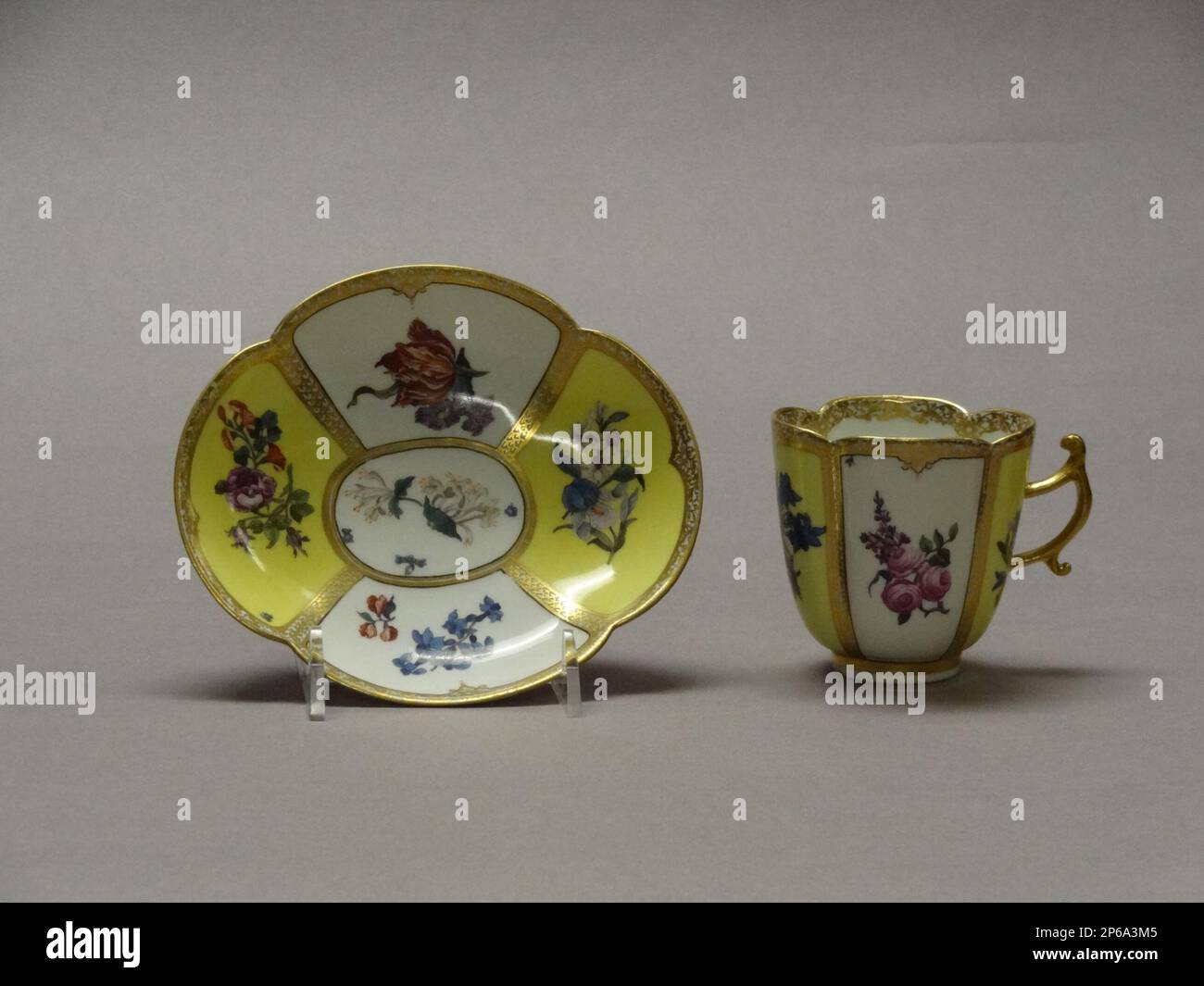 Meissen Porcelain Manufactory, Cup and Saucer, c. 1745, hard-paste porcelain. Stock Photo