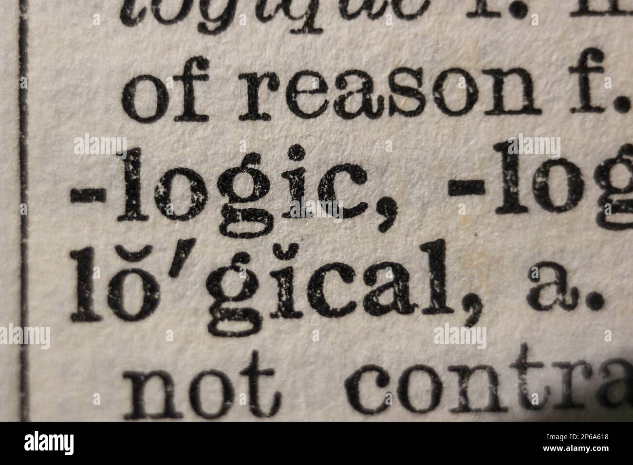Definition of word logic on dictionary page, closeup closeup Stock
