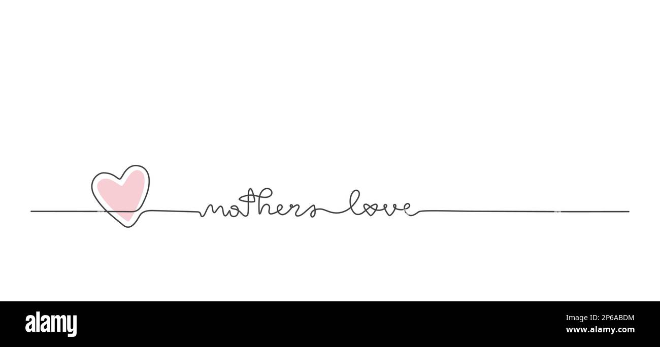 Vector line lettering Mothers love, heart shape for banner, gifts tag, love. Stock Vector