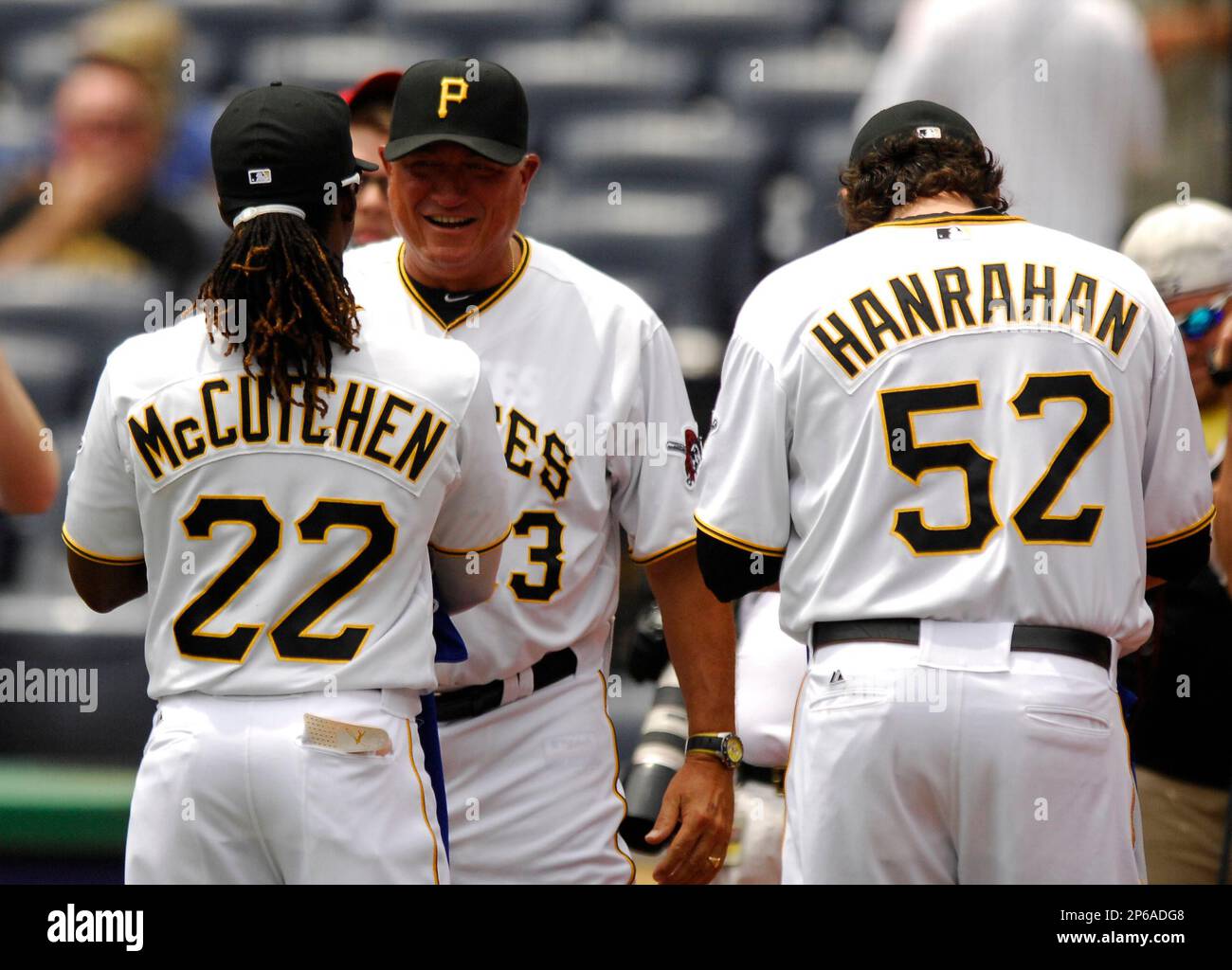 July 8th 2012 Andrew McCutchen 22 and Joel Hanrahan receiving