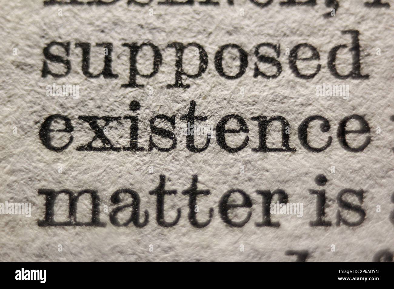 Definition of words supposed, existence and matter on dictionary page