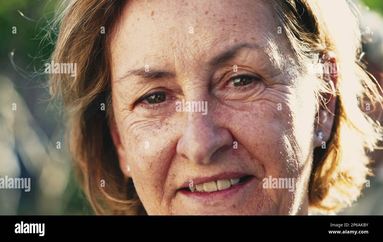 Portrait Face of a Senior Woman Face Close up Smiling at Camera. Happy ...