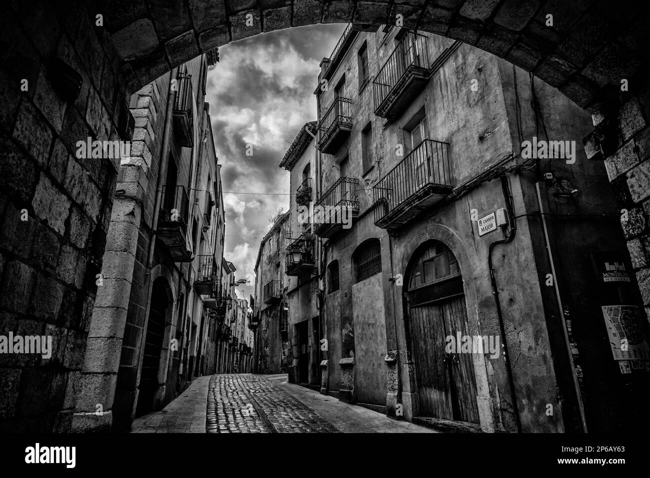 Streets of the historical town of Montblanc, Tarragona, Catalonia, Spain Stock Photo