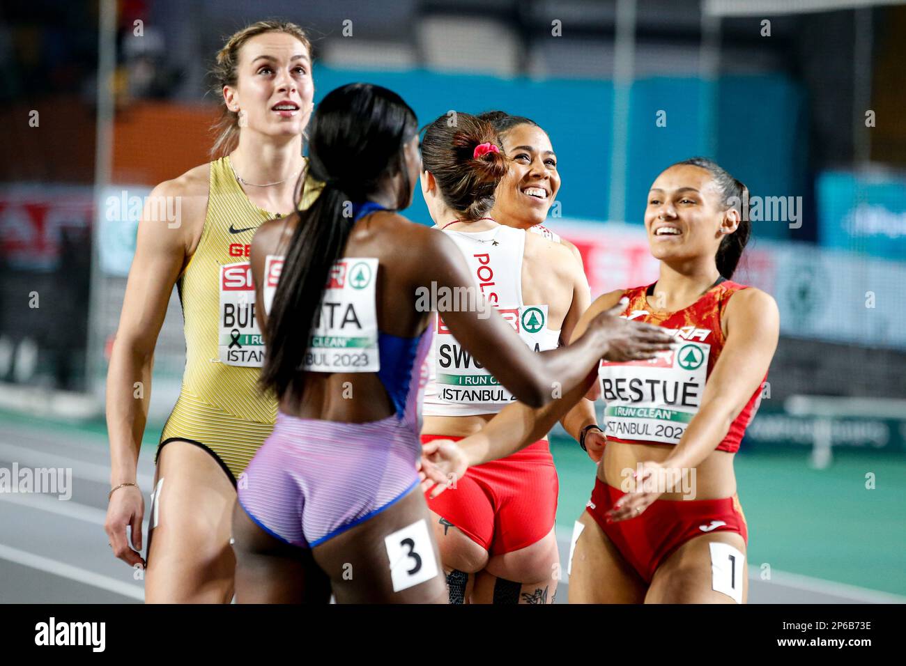 Istanbul, Turkey, 3 March 2023. Arialis Martinez of Portugal reacts in 60m  Women Final race during