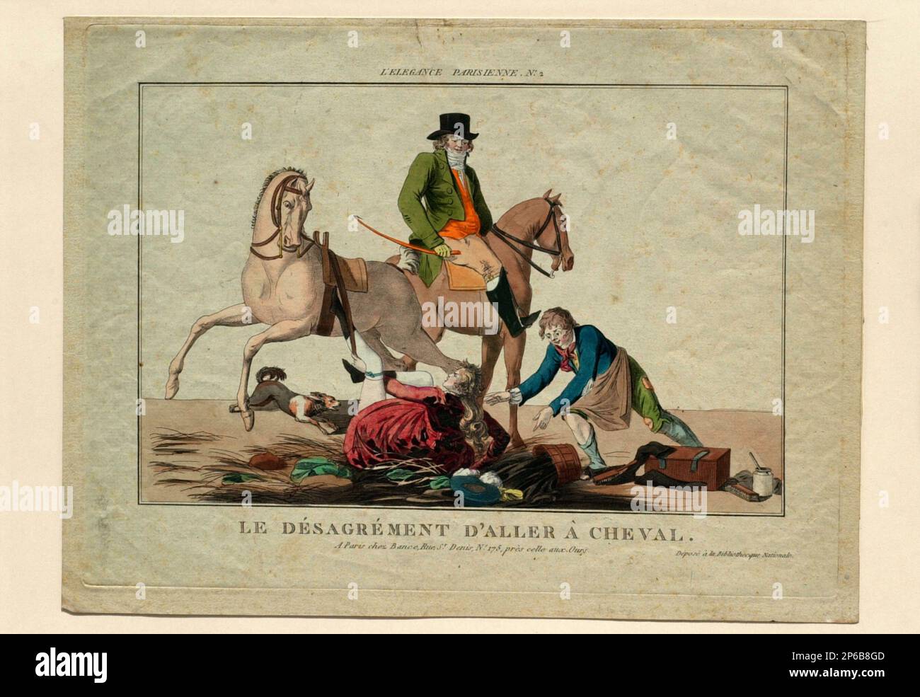 Unknown, L'Elégance parisienne, No. 2: Le Désagrément d'aller à cheval ...