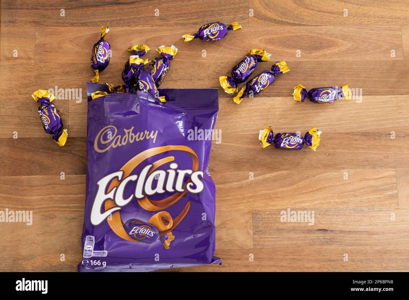 A packet of Cadbury chocolate eclairs. Cadbury is a market leader
