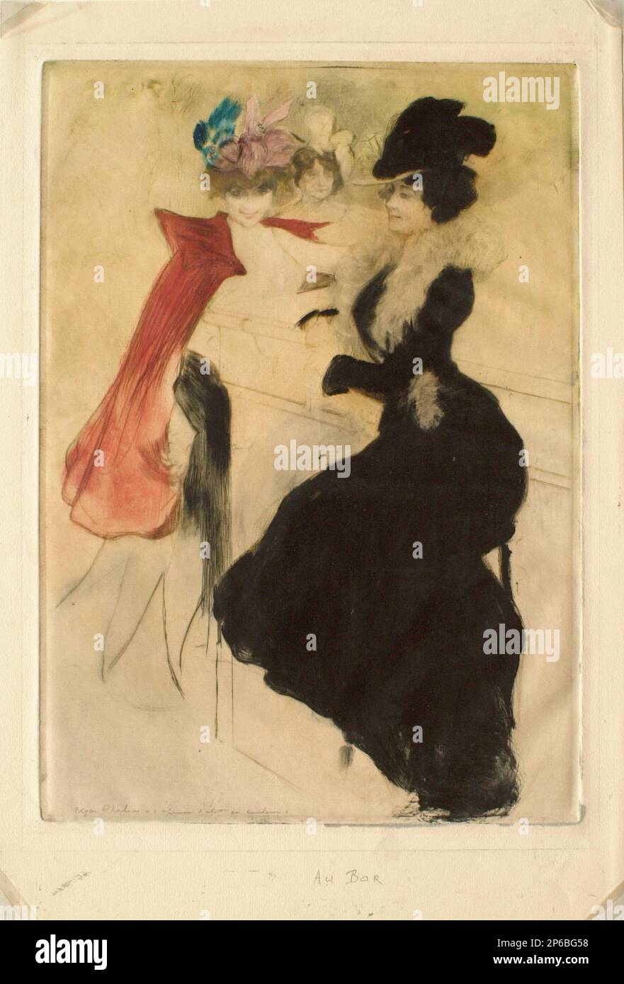 Edgar Chahine, Au bar, 1900, color drypoint on laid paper Stock Photo ...